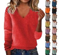 Black V Neck Jumper Soft Solid Color Women's Jumpers Comfort Winter Autumn Loose Cashmere Sweater Jumpers for Women UK