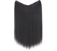 Black V Shaped Clip in Hair Extension for Women Halloween | 60cm Length, Natural Looking Straight Style, High Temperature Fiber, Amusement Parks and Parties