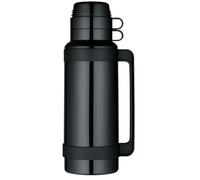 Black Vacuum Flask 1.8L - Insulated Plastic Mondial Thermal Flask for Hot & Cold Drinks | Durable Travel Bottle with Push-Button Lid