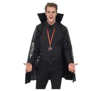 Black Vampire PVC Cape Fancy Dress Costume Accessory Unisex Adult One Size