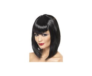 Black Vampire Wi - wig black halloween vamp ladies fancy dress vampire fringe costume smiffys short