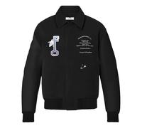 Black Varsity Jacket with Embroidered Patches- male- FLÂNEUR- Light Jackets- Black- S- Jackets S