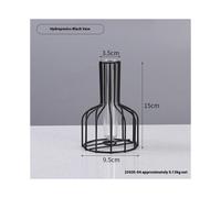 (Black vase, as the picture shows) Small Wine Bottle Creative Simple Hollow Iron Vase Swing Home Living Room Transparent Fake Flower Simulation Flower Container Container