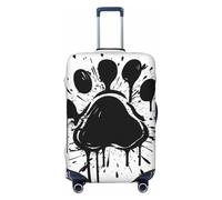 Black Vector Design of Dog Paw Elastic Travel Luggage Cover Suitcase Protector, Print Suitcase Baggage Cover Anti-Scratch