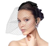 Black Veil Funeral Bow Veils Hat Headband, 1920s Fascinator Mesh Headpiece Bow Knot Birdcage Veil for Girls Women Tea Party, Church, Cocktail Party, Birthdays