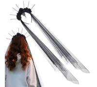 Black Veil Halloween Halo Flower Headband with Spike