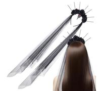 Black Veil Halo Flower Headband with Spike