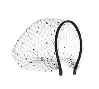 Black Veil Mesh Veil Headband Traditional Vintage Inspired Birdcage Viel Spanish Style Lace 1920s Headpiece for Women Feather Funeral Veils Hat Tea Party Derby Headband
