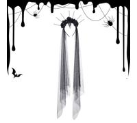 Black Veils for Women Halo Flower Headband with Spike