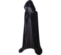 Black Velour Cape XXL with Hood - Extra Long Coat 170 cm - Gothic, Vampire, Fantasy, Halloween & Cosplay