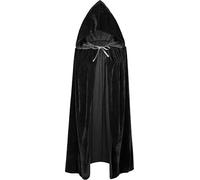 Black Velour Hooded Cape 150cm - Halloween, Vampire, Fantasy & Cosplay