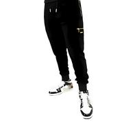 Black Velour Sports Joggers for Men (UK, Alpha, S, XL, Regular, Regular, Black-Large)