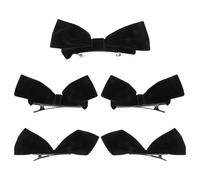 Black Velure Bow Hair Clip Updo Accessory 4Pcs French Style for Women | 16x5x1cm Size, Elegant Chic Design, Gentle Hold for Buns, Stage Performances, Workdays or Gifting
