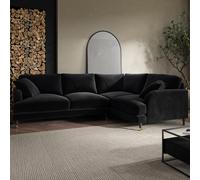 Black Velvet 4 Seater Right Hand Corner Sofa - Payton