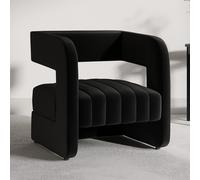 Black Velvet Accent Chair with Ribbed Detail - Boni