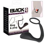 Black Velvet - anal plug with penis ring (black)