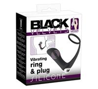 Black Velvet - anal vibrator with penis ring (black)