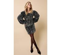 Black Velvet and Silver Sequin Mini Dress Little Mistress Black 18