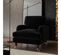 Black Velvet Armchair and Footstool - Payton