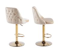 Black Velvet Bar Stools Golden Legs Modern Counter Top Breakfast Stool Chair