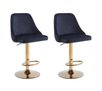 Hygrad Built to Survive Set Of 2 Adjustable Breakfast Velvet Bar Stools Swivel Gas Lift Chair Kitchen Barstool Cafe Pub