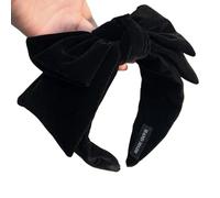 Black velvet big bow headband, wide edge headband not easy to fall off, suitable for yoga, long hair with curly hair and short hair, women's party decoration