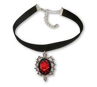 Black Velvet Choker with Red Rose Cameo Surrounded by Thorns Adjustable Size