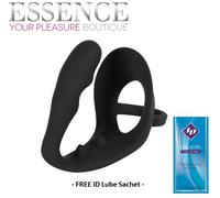 Black Velvet Cock Ring & Anal Plug with Perineum Stimulation Male Sex Toy