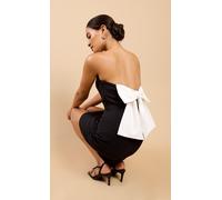 Black Velvet Contrast Bow Mini Dress Little Mistress Black 18
