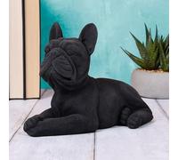 Black Velvet French Bulldog Laying Ornament Dog Puppy Velveteen Figurine