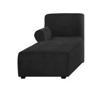 Black Velvet L-Sd Sectal Sofa Slipcover Soft Anti-Slip Chaise Loun Protector Machine Washable Couch Cover for Left-Side Loun &