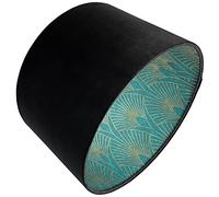 Black Velvet Lampshade for Ceiling & Table Lamp - 25cm, 30cm or 40cm | Art Deco teal & gold inner, ceiling light shade or table lamp shade, funky statement design for bedroom or home decor