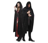 Black velvet-look cape 170 cm adult Halloween