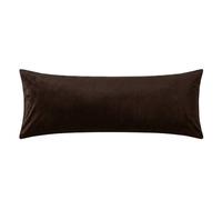 Black Velvet Lumbar Pillow Cover Decorative Cushion Case Soft Ribbed Texture Sofa Couch Bed Home Decor Durable Zipper Closure (Dark brown, Body (20 x 54 Inches))