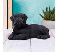 Black Velvet Pug Laying Ornament Dog Puppy Velveteen Figurine