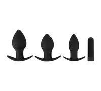 Black Velvet - Rechargeable Anal Vibrator Set - 3 Pieces (Black)