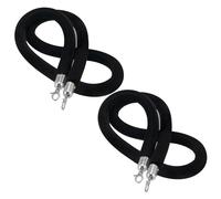 Black Velvet Rope Barrier Set of 2, 1.2m/4ft Stanchion Crowd Control, Elegant Queue Divider for Hotels, Churches, Banks, Hospitals - Silver Hook, Durable & Stylish