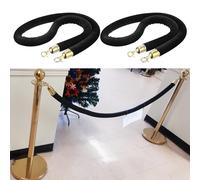 Black Velvet Ropes for Crowd Control with Gold/Argent Hook - 0.6m 0.8m 1m 1.2m Queue Management Cords for Events Stanchions and Line Control