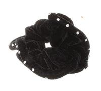 Black Velvet Scrunchie with Diamante Crystals Around Edge Party Prom Festival for Women Girls by Glitz4Girlz