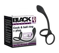 Black Velvet - Sl nal Dildo with Penis & Testicle Ring (Black)