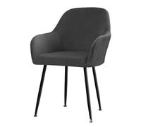 Black Velvet Stretch Armchair Covers for Dining & Swivel Bar Stools 6PCS Slipcovers Accent Office Protector Curved Back Design Easy Fit