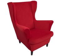 Black Velvet Wing Chair Slipcovers 2-Piece Set Washable Stretch Armchair Covers for Large Wingback Chairs Soft Removable Protection for Furniture