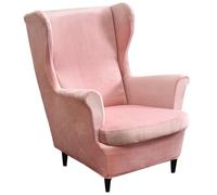 Black Velvet Wing Chair Slipcovers 2-Piece Set Washable Stretch Wingback Armchair Covers Soft Removable Covers for Large Wingback Chairs