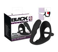 Black Velvets - anal dildo with penis and testicle ring (black)