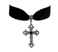 Black Velvets Cross Pendant Necklace Gothic Vintage Clavicle Chain Black Velvets Choker For Halloween Jewelry Gift Gothic Vampire Cross Choker