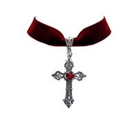 Black Velvets Cross Pendant Necklace Gothic Vintage Clavicle Chain Black Velvets Choker For Halloween Jewelry Gift Gothic Vampire Cross Choker