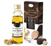 Black Venus Rice with Black Summer Truffle Tuber Aestivum Rich in Weight Body Control 250g and White Truffle Extra Virgin Olive Oil with Tuber Magnatum Pico 100ml for Cooking Serving Seasoning