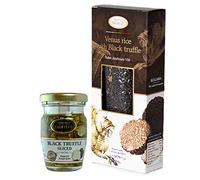 Black Venus Rice with Black Summer Truffle Tuber Aestivum Vitt Rich in Antioxidants Healthy Weight Body Control 250g and Carpaccio Tartufo Black Truffle 70% Preserved in Extra Virgin Olive Oil (60g)