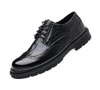 Black Versatile Leather Dress Shoes for Men Lace Up Anti Slip Prom Wedding Brogue Comfortable Breathable Casual Footwear(9 UK)