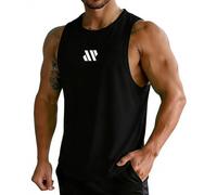 Black Vests for Men UK Crew Neck Lightweight Mesh Casual Tank Top Sleeveless Plus Size Tshirt Sports Vest Tops Running Top Summer Muscle Shirt for Workout Training Activities Size L